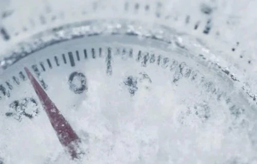 Thermometer covered in ice