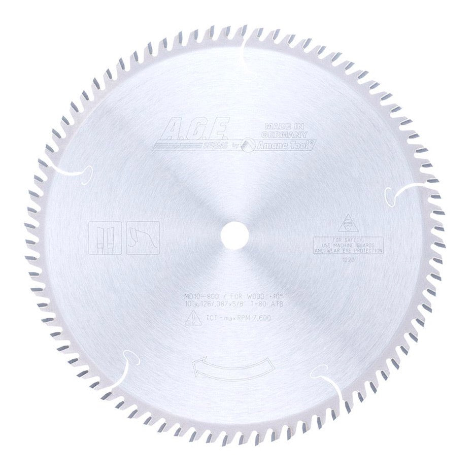 Amana Tool Crosscut Circular Saw Blade 10 Inch x 80T ATB with 5/8 Inch Bore MD10-800C