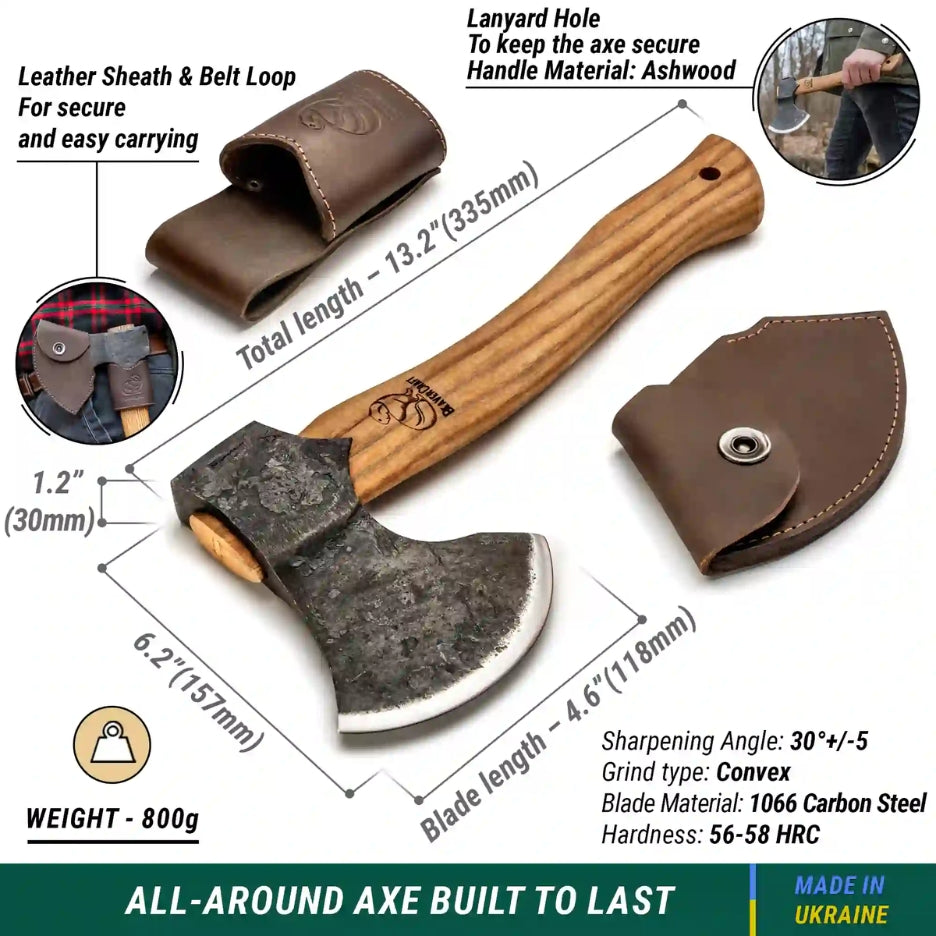 Beavercraft Bushcraft Axe AX3 measurements and features