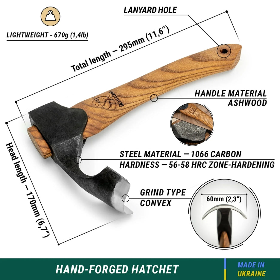 Beavercraft Compact Wood Carving Adze AX2 measurements and features