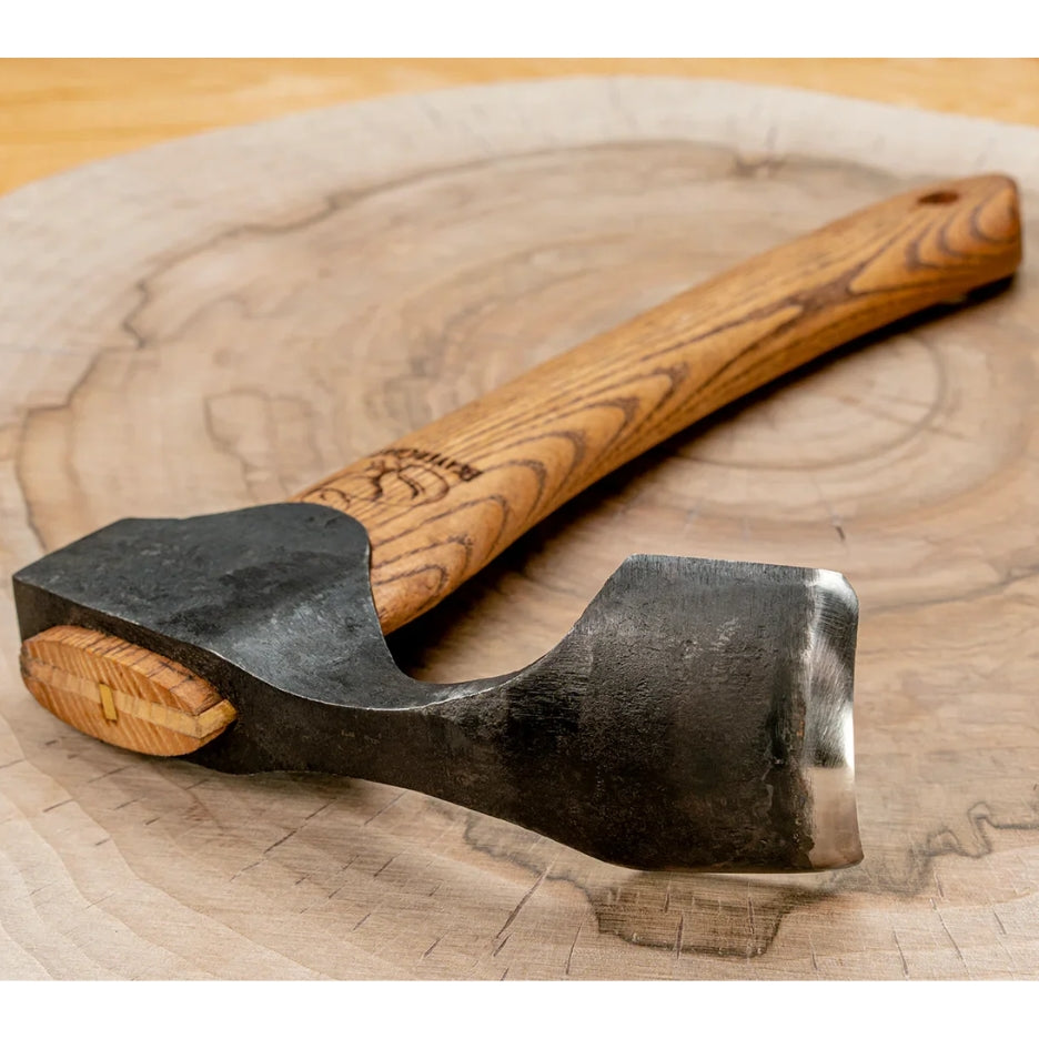Beavercraft Compact Wood Carving Adze AX2 on a wooden surface