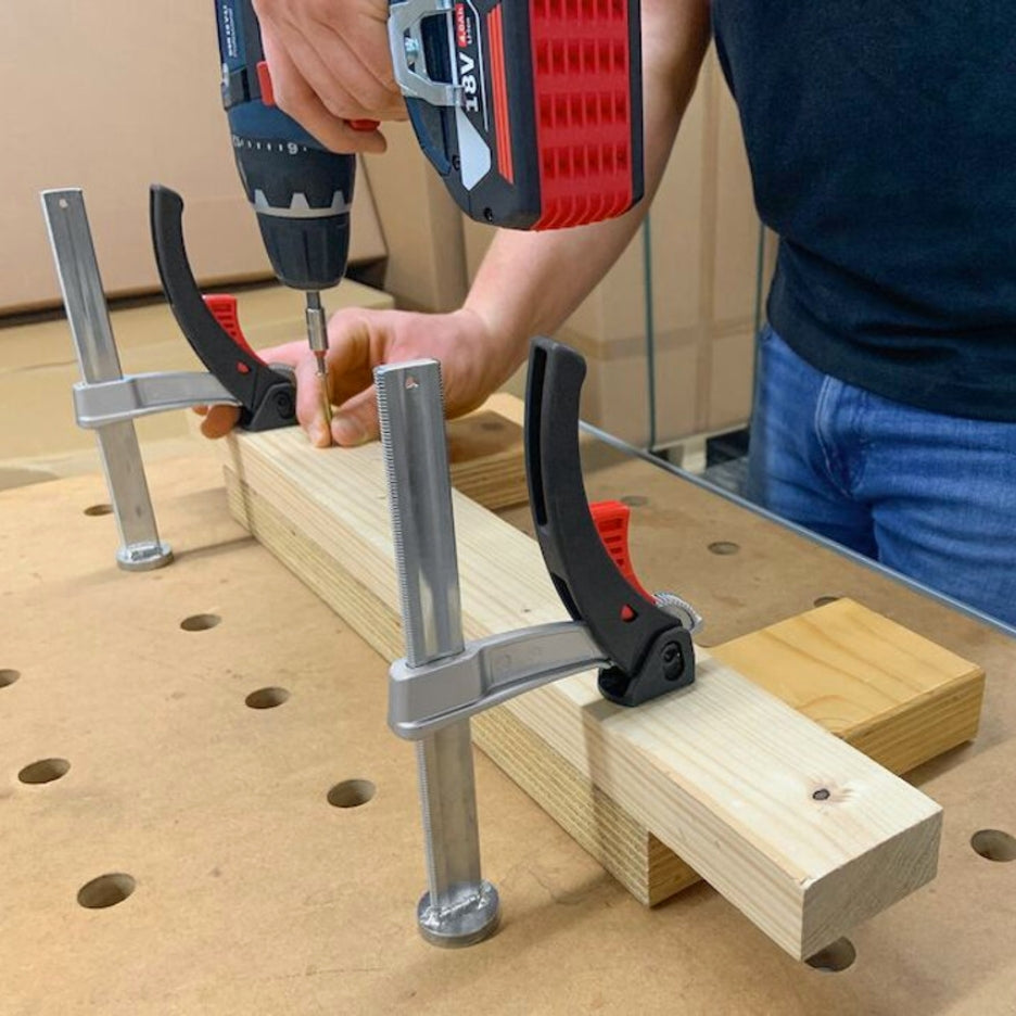 Bessey Tools 8 inch MFT KilKlamp Ratcheting Clamp for 19mm Holes clamping wood