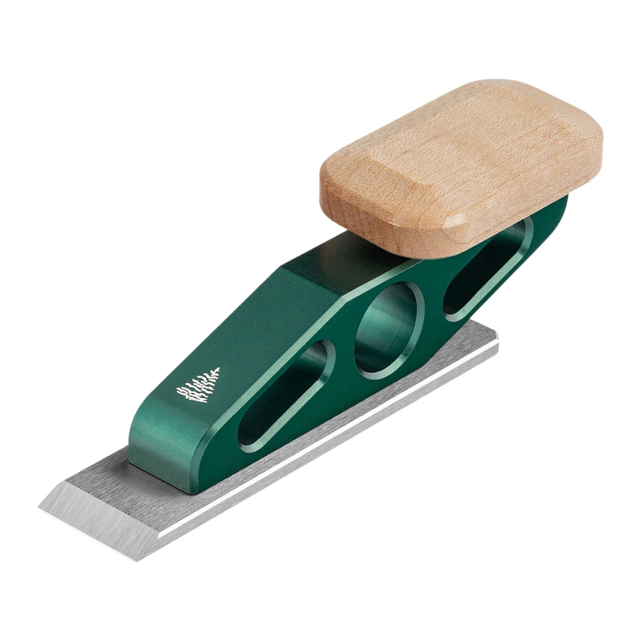 Green anodized Blue Spruce Toolworks Chisel Plane with Flat Blade