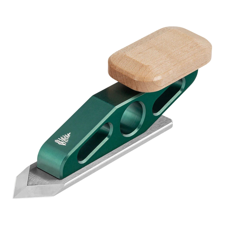 Green anodized Blue Spruce Toolworks Chisel Plane with Spearpoint Blade