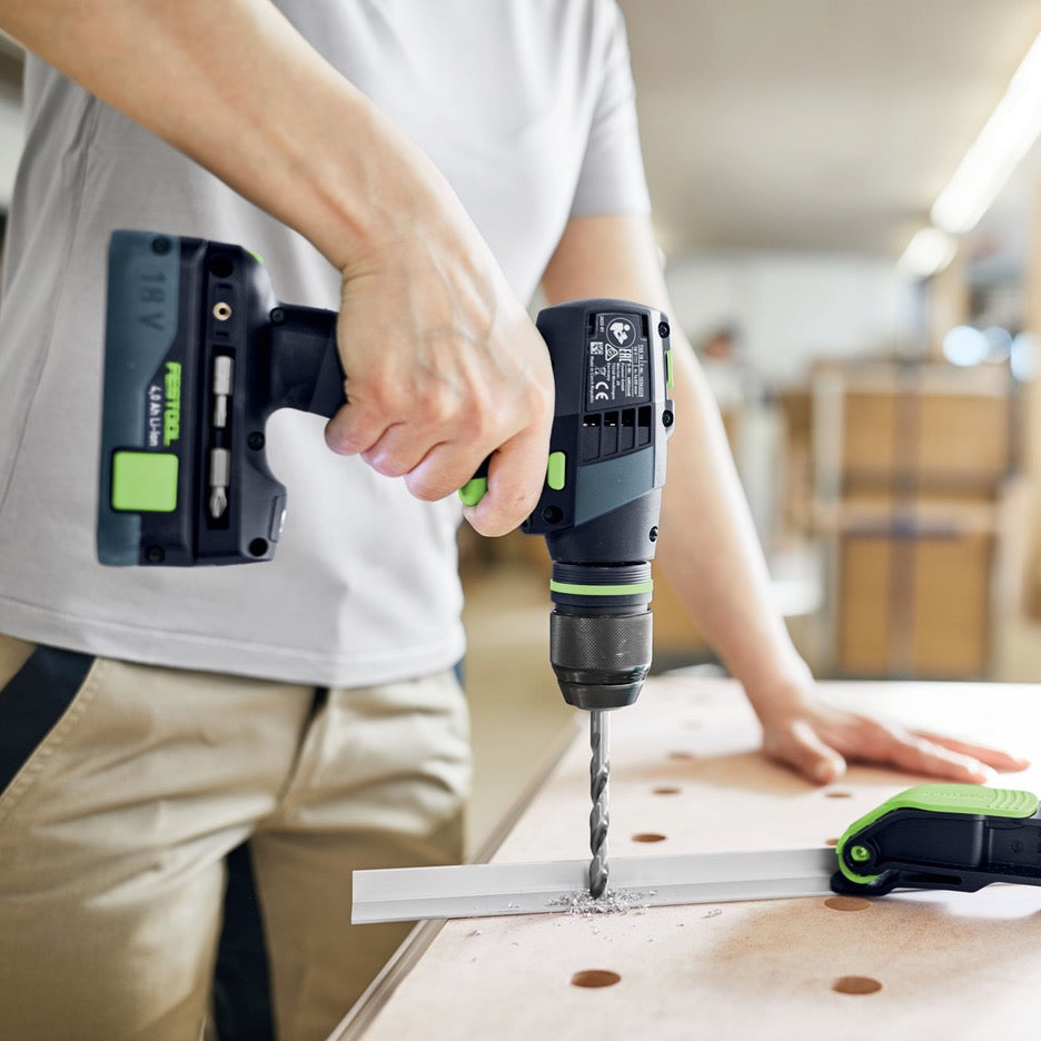 Festool TXS 18 Cordless Drill Set 576903 drilling aluminum metal