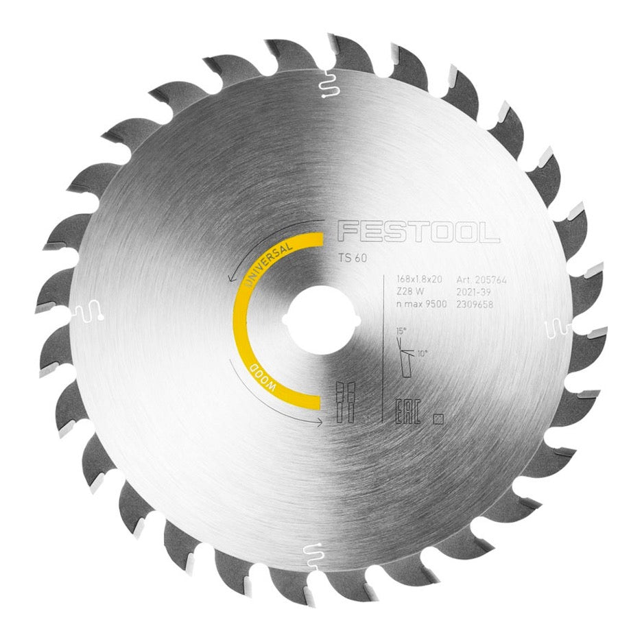 Festool Universal Circular Saw Blade 168mm x 28T ATB with 20mm Bore 205771