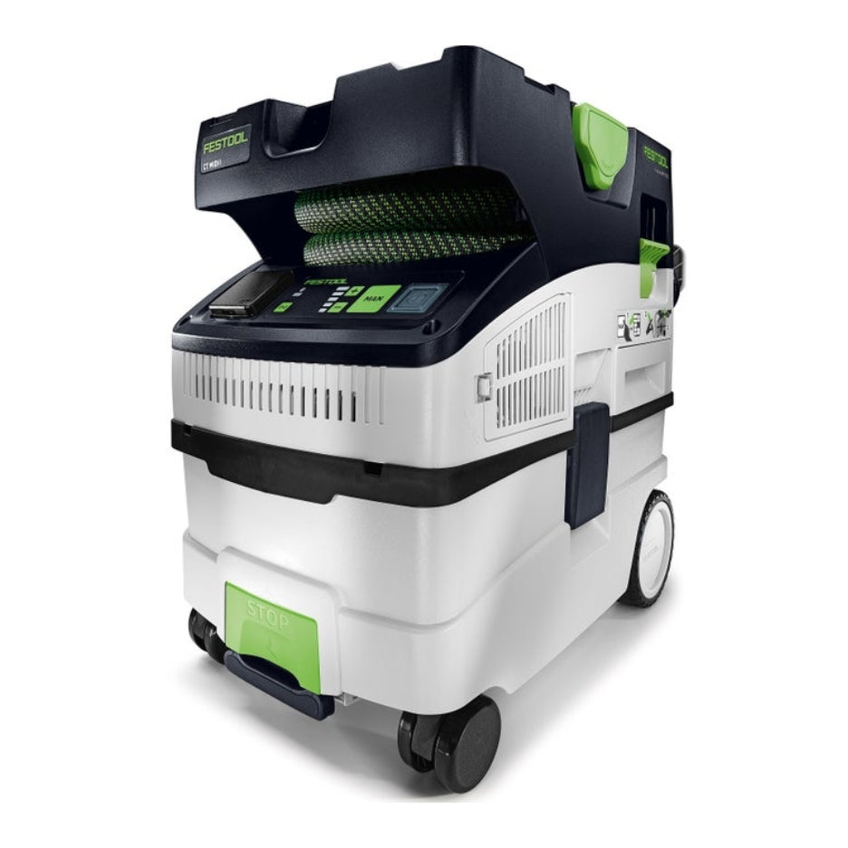 Festool 15 Litre Cleantec HEPA Dust Extractor with Autostart and Bluetooth CT Midi I HEPA front angle view