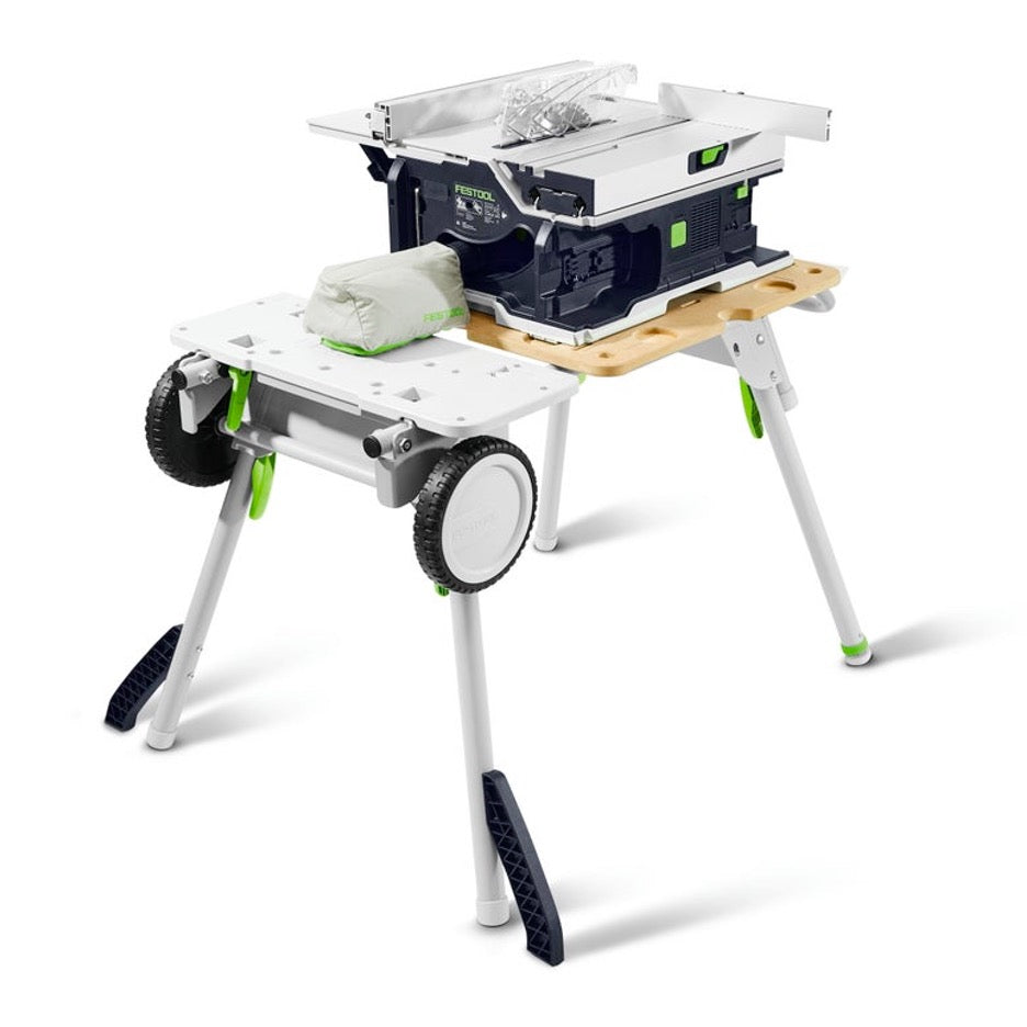Festool CSC SYS Cordless Table Saw Basic-Set 577372 on underframe from rear