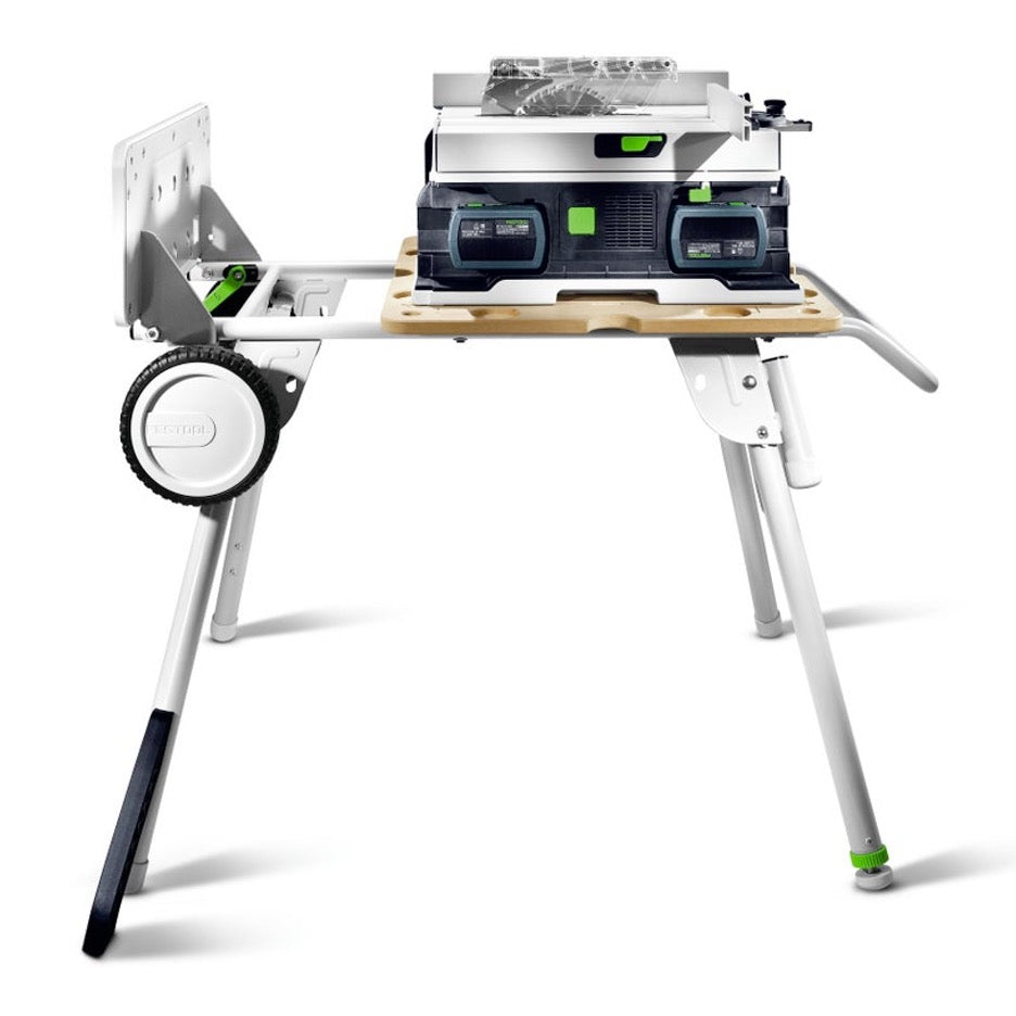 Festool CSC SYS Cordless Table Saw Basic-Set 577372 on underframe, from left