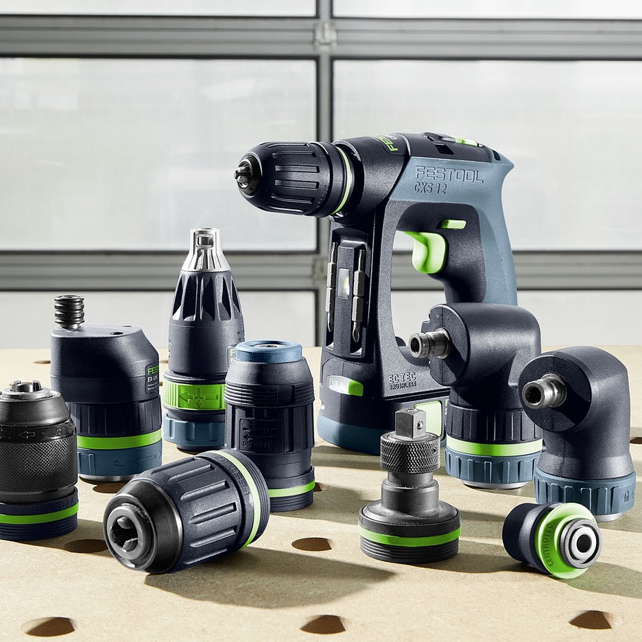 Festool CXS 12 Cordless Drill Plus 576868 with range of compatible chucks
