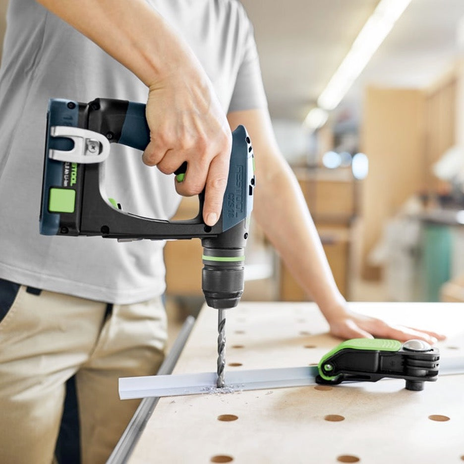 Festool CXS 18 Cordless Drill Set 576889 drilling aluminum