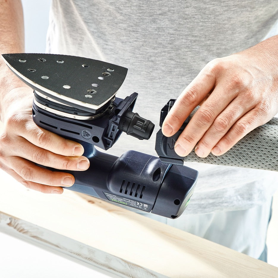 Festool Cordless Orbital Sander DTSC 400 Basic 577512 attaching dust bag
