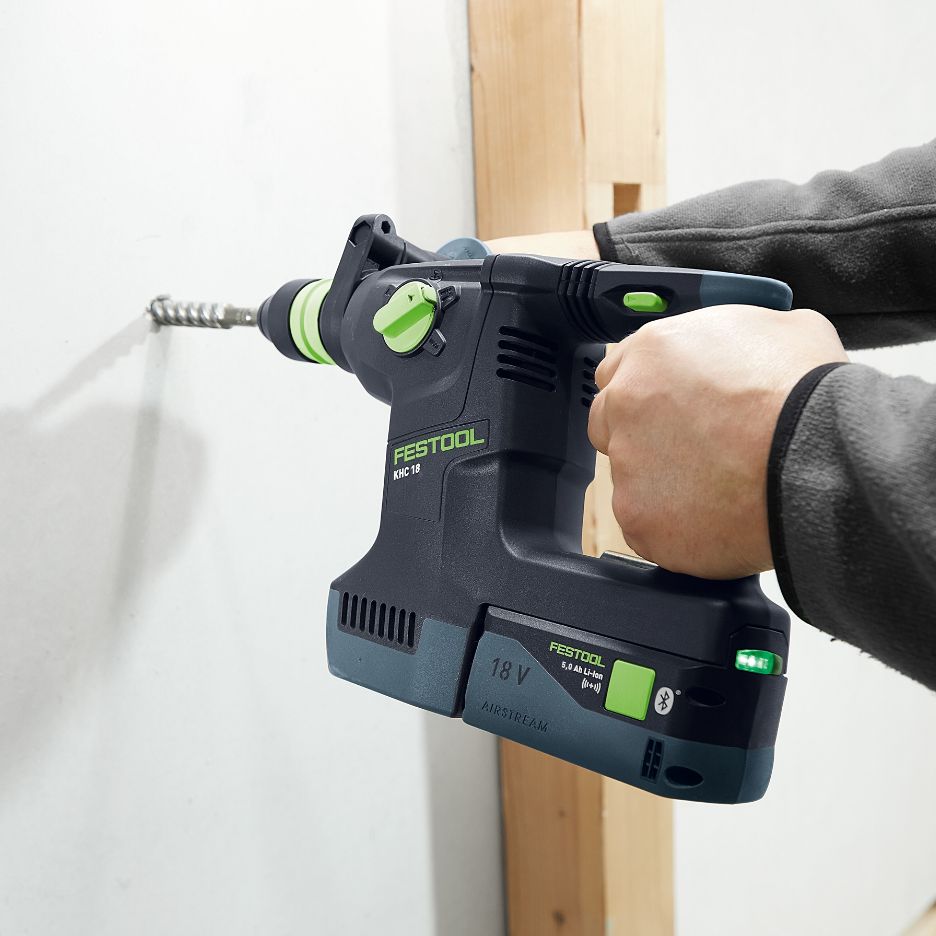 Festool KHC 18 cordless rotary hammer drill making hole in wall