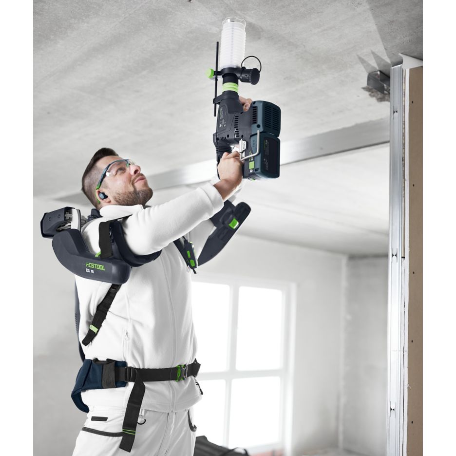 Man using ExoActive and Festool KHC 18 with dust extraction system on ceiling