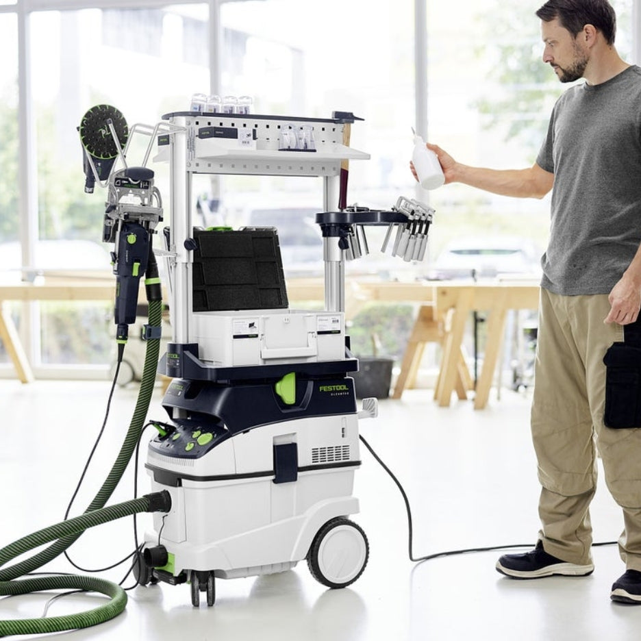 Festool Dust Extractor CLEANTEC CT 36 EI with Workcenter organizer on top