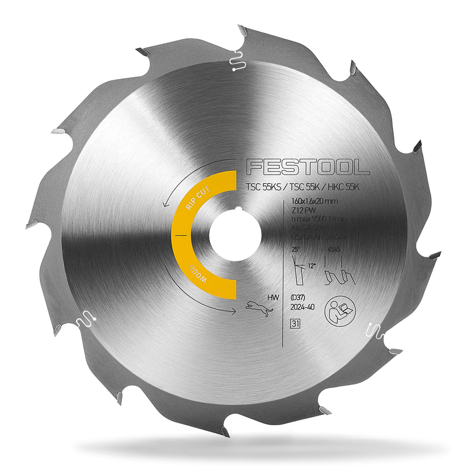 Festool Panther Rip Circular Saw Blade 160mm x 12T ATB+R with 20mm Bore 578587
