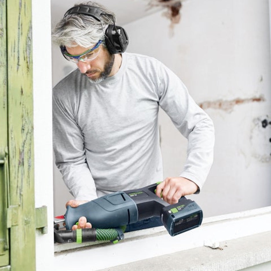 Festool RSC 18 Cordless Reciprocating Saw Plus 576951 cutting window frame