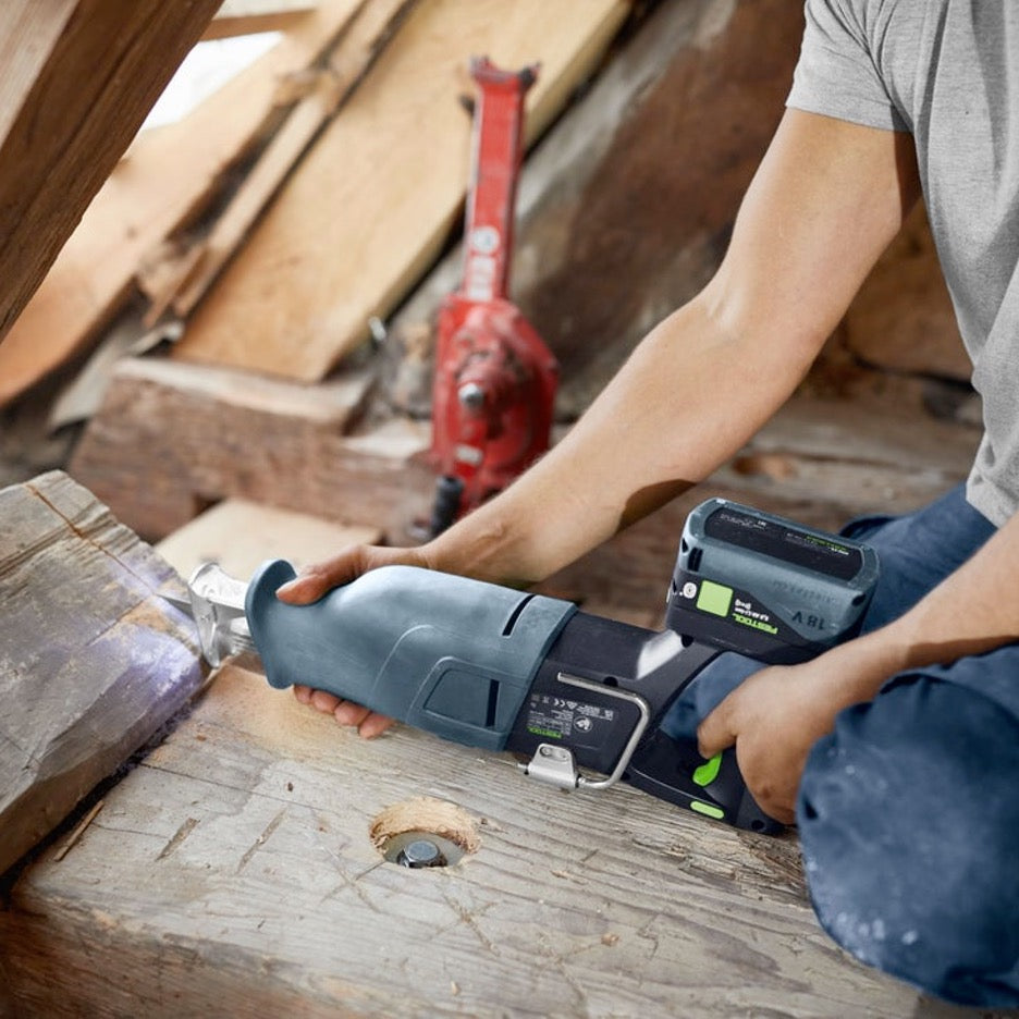 Festool RSC 18 Cordless Reciprocating Saw Plus 576951 cutting inverted
