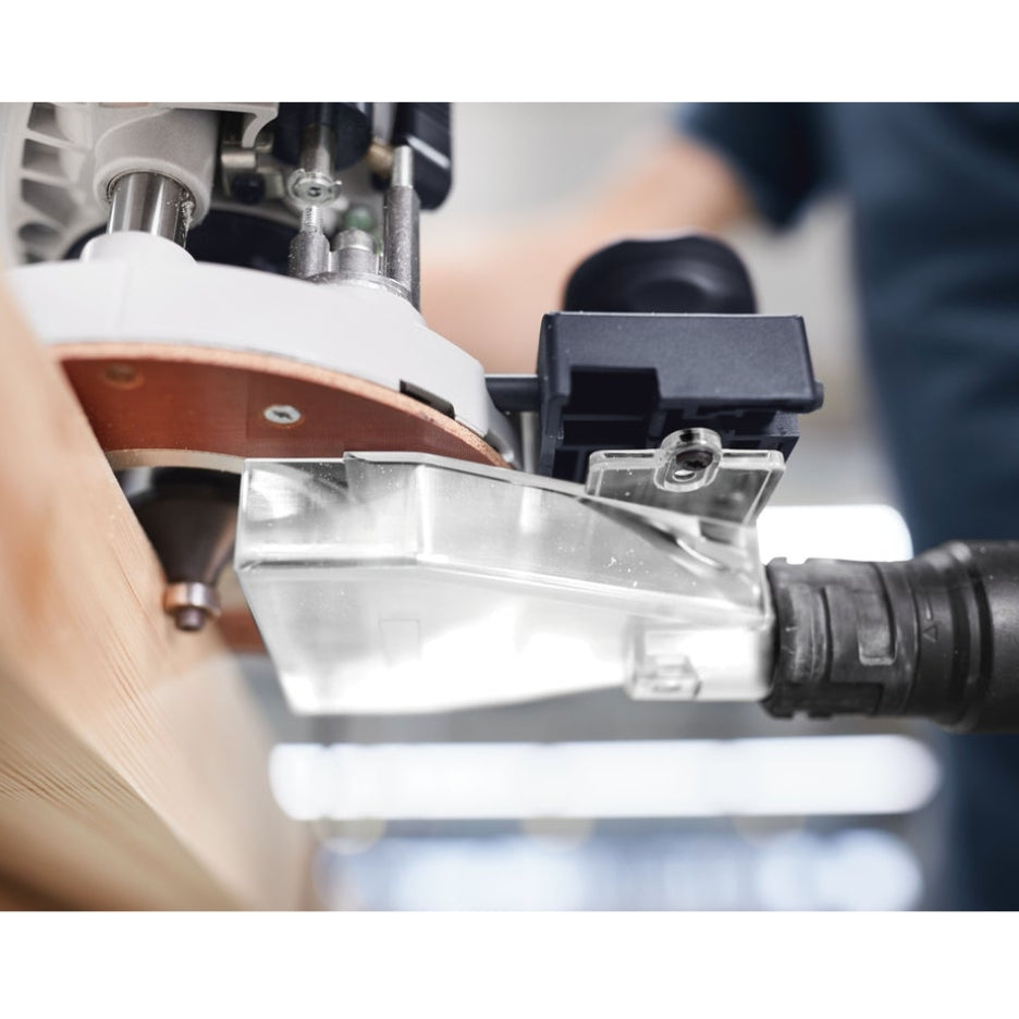 Wooden piece edge being rounded off with Festool Router Bit