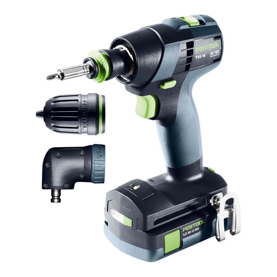 Festool TXS 18 Cordless Drill Set 576903 includes three chucks