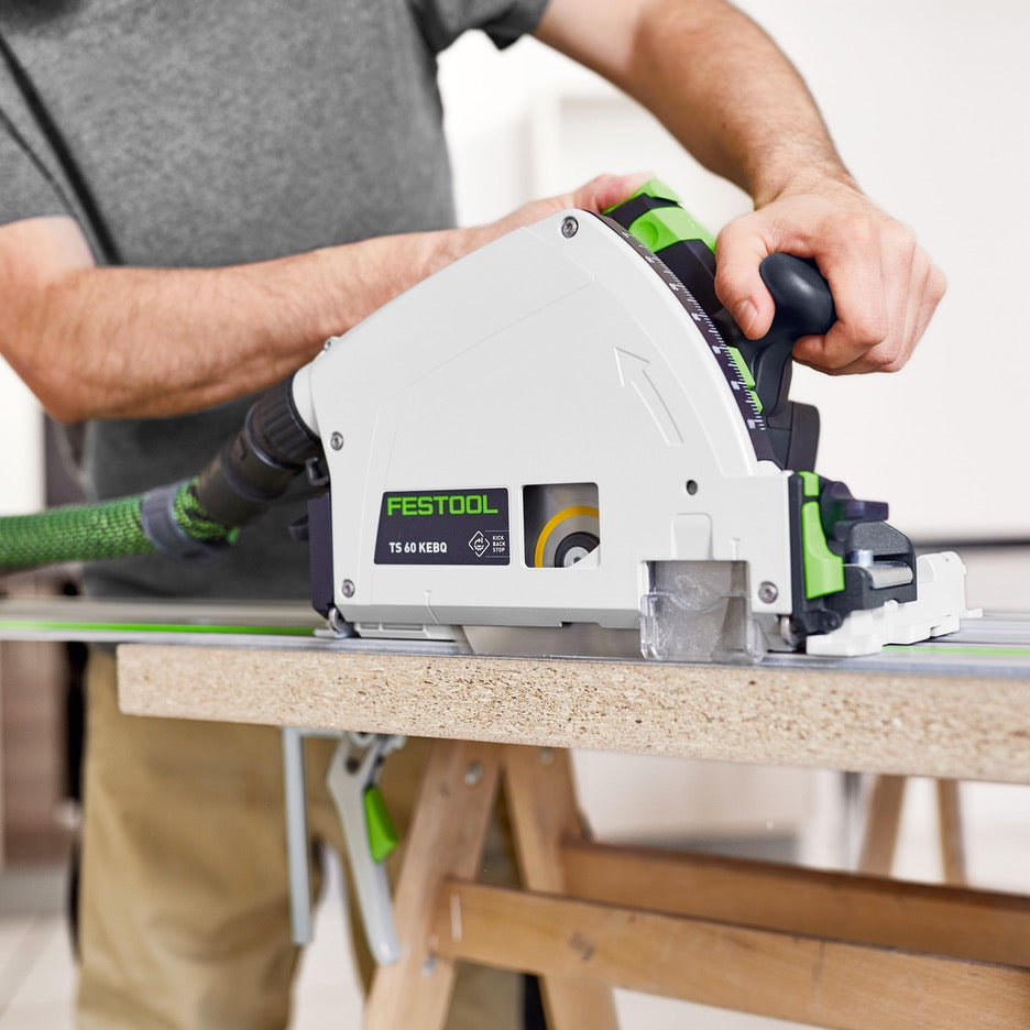 Festool Track Saw 168mm TS 60 KEBQ-F-Plus 576726 cutting chipboard with FS Guide Rail