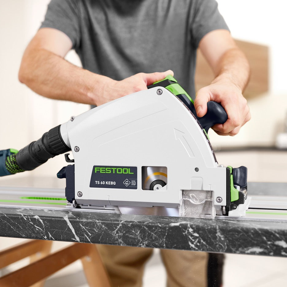 Festool Track Saw 168mm TS 60 KEBQ-F-Plus 576726 cutting countertop with FS Guide Rail