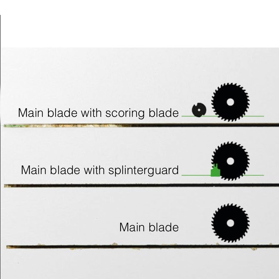 Festool Track Saw 168mm with Scoring Function TSV 60 KEB-F-Plus-FS 577748 comparison of cut quality