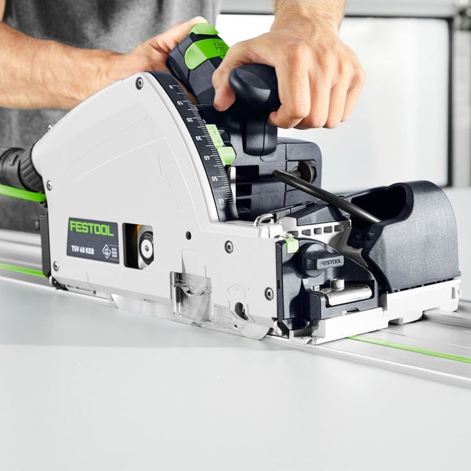 Festool Track Saw 168mm with Scoring Function TSV 60 KEB-F-Plus-FS 577748 with guide rail cutting melamine