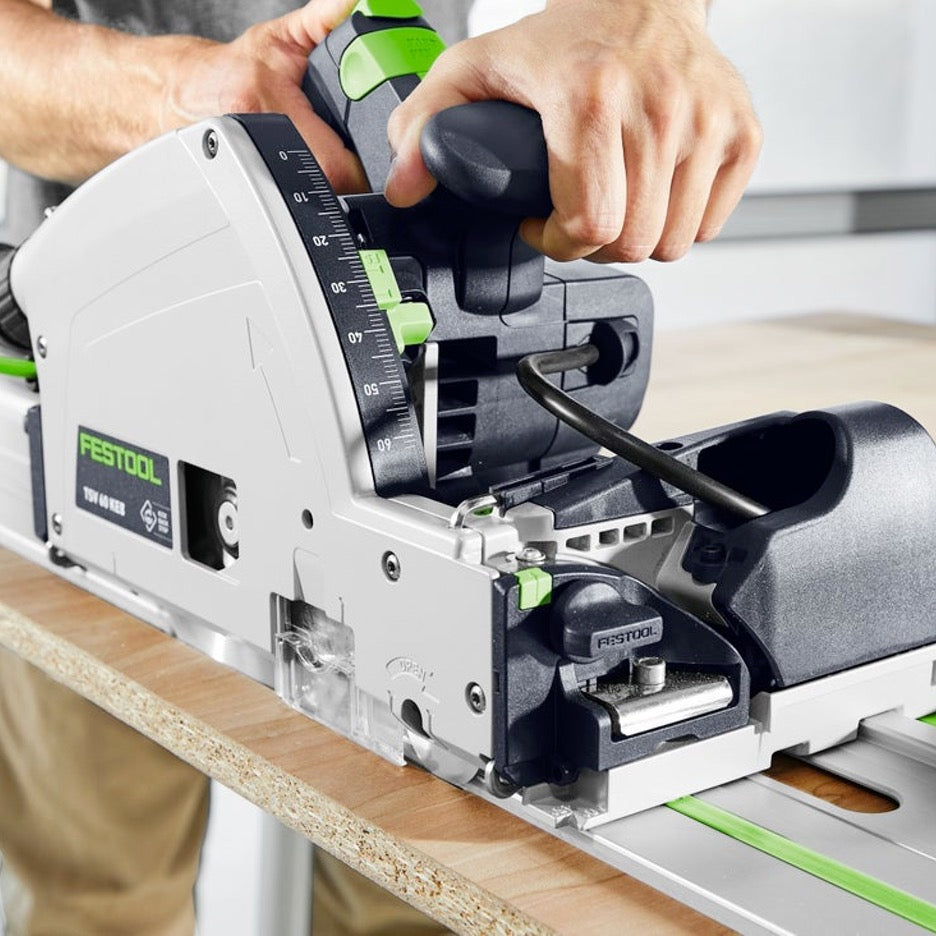 Festool Track Saw 168mm with Scoring Function TSV 60 KEB-F-Plus 576735 crosscutting veneered chipboard