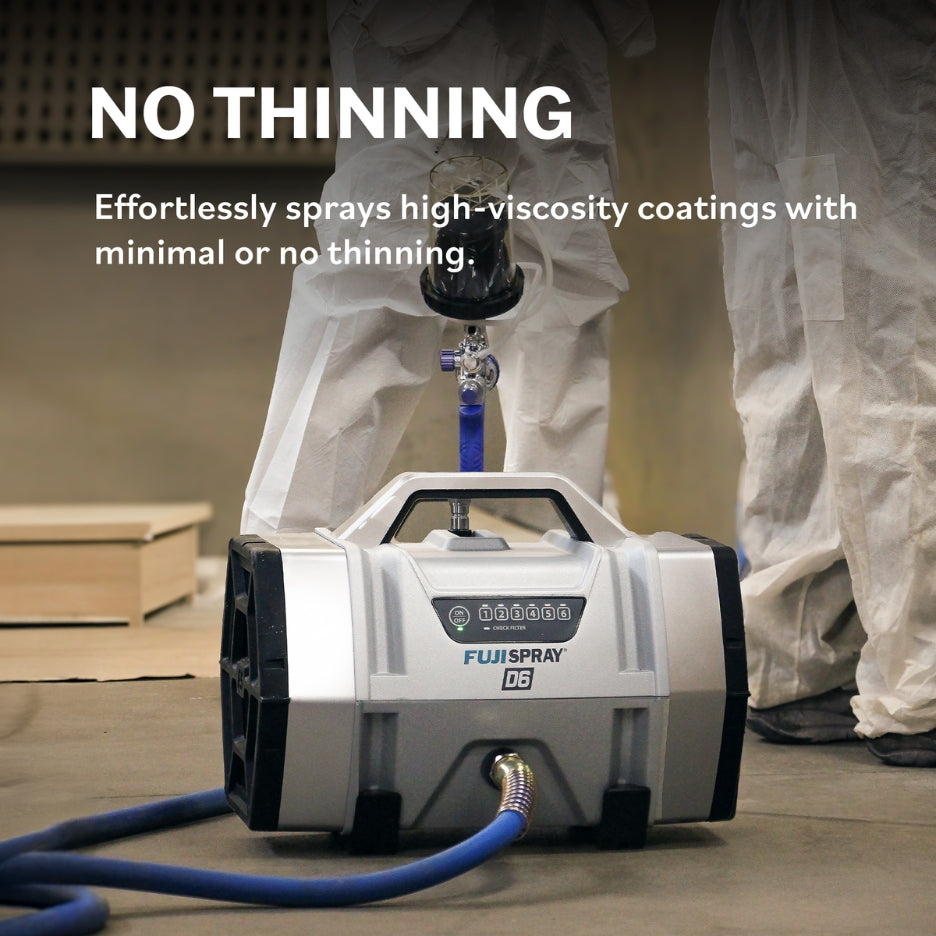 Fuji Spray D6 Spray System effortlessly spays high-viscosity coatings with minimal or no tinning