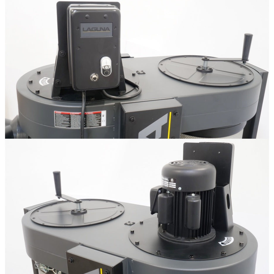 Laguna Cyclone Dust Collector 1.5 HP with 1 Micron Filter C|Flux MDCCF15110 Motor mount and top