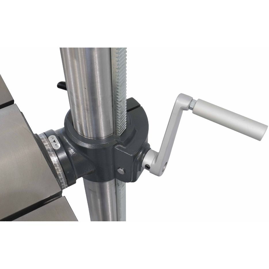 DP:20 Drill Press handle to adjust table to the desired height