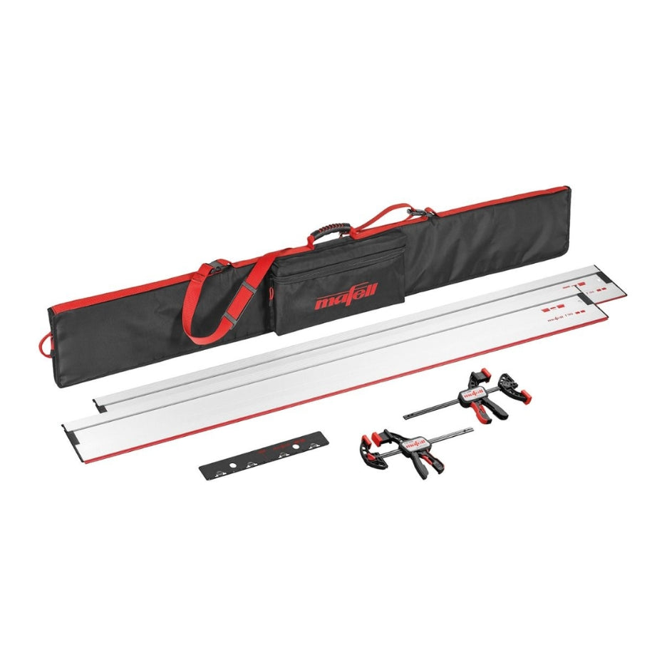 Mafell F 160 Guide Rail Bag Set (10.4') 209591 Includes two F 160 Guide Rails (5.2' Each), one Connecting Piece F-VS, one pair of 7" Quick Clamps F-SZ and one Guide Rail Bag