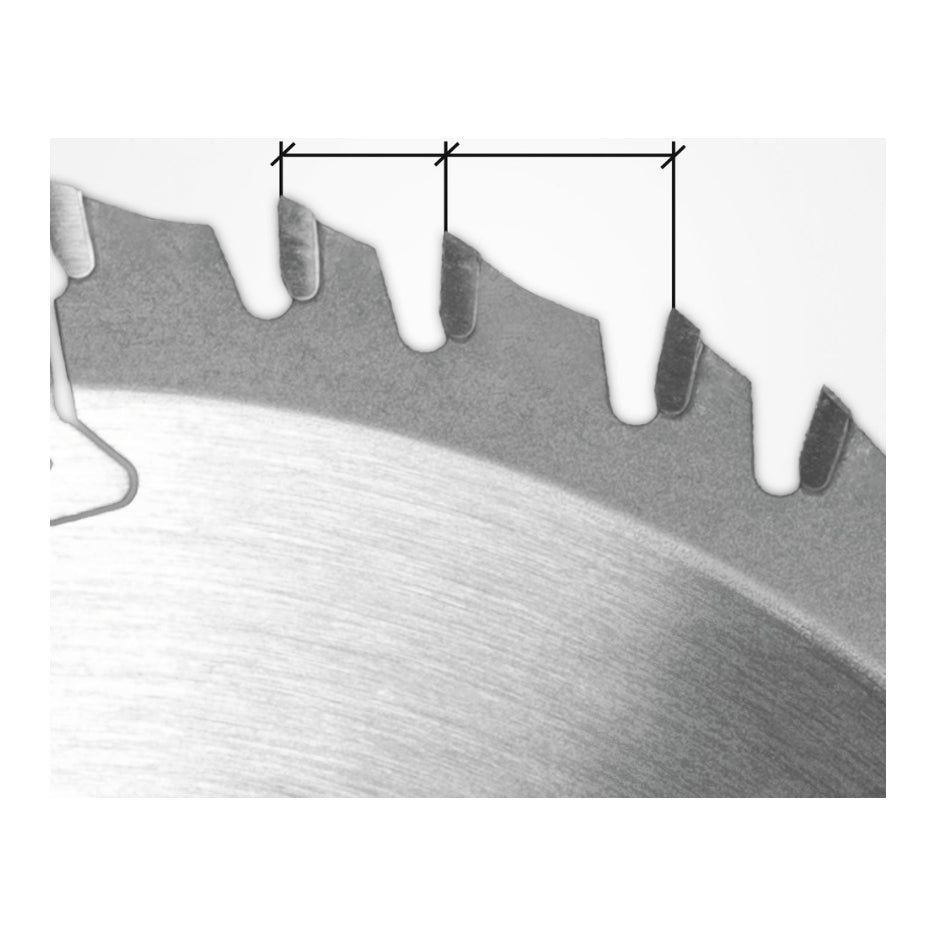 The irregular tooth pitch is instrumental in achieving the new quality of cut. Evidence shows both a reduction in cutting force and an improvement in cutting quality.