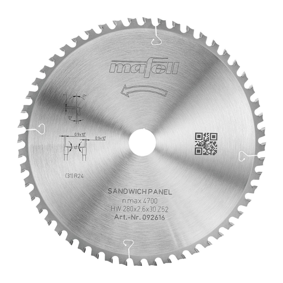 Mafell Sandwich Panel Circular Saw Blade 280mm x 52T ATB with 30mm Bore 92616