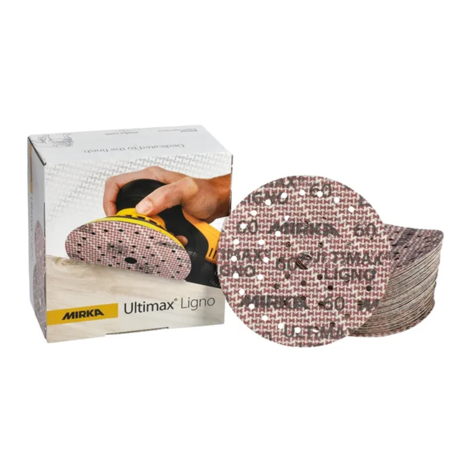 Mirka 6 Inch Ultimax Ligno Multifit Grip Discs and box
