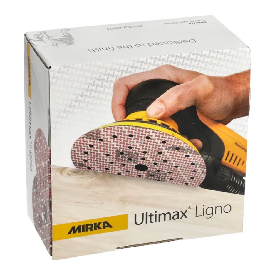 Mirka 6 Inch Ultimax Ligno Multifit Grip Discs' box