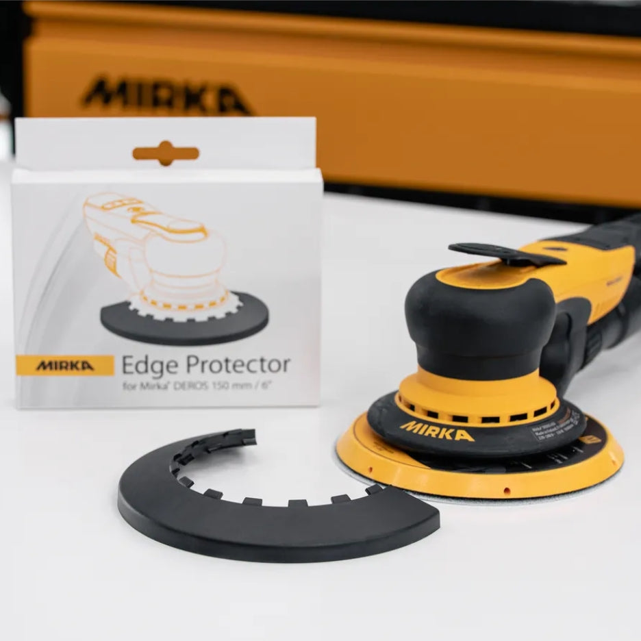 Mirka Edge Protector for DEROS, with DEROS on the side and box n the background
