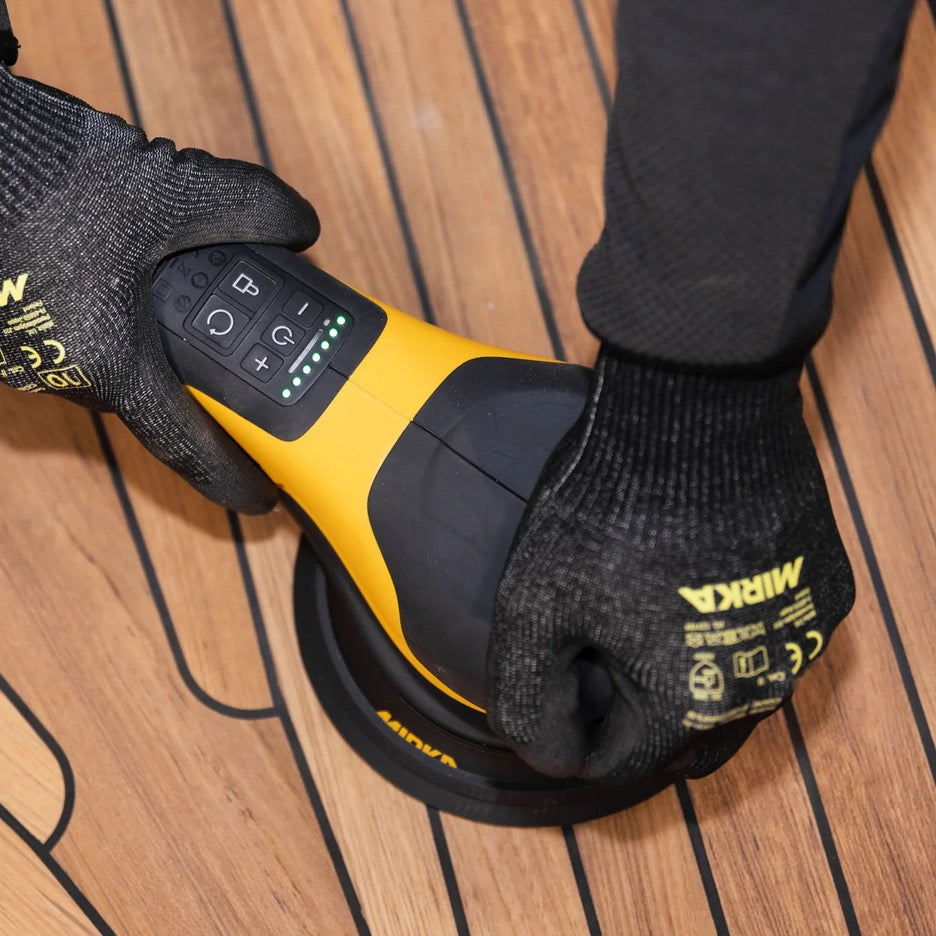 Mirka Rotary Electric Sander 6 Inch DEROS RS 600X MRS60011CAUS sanding teak decking top view