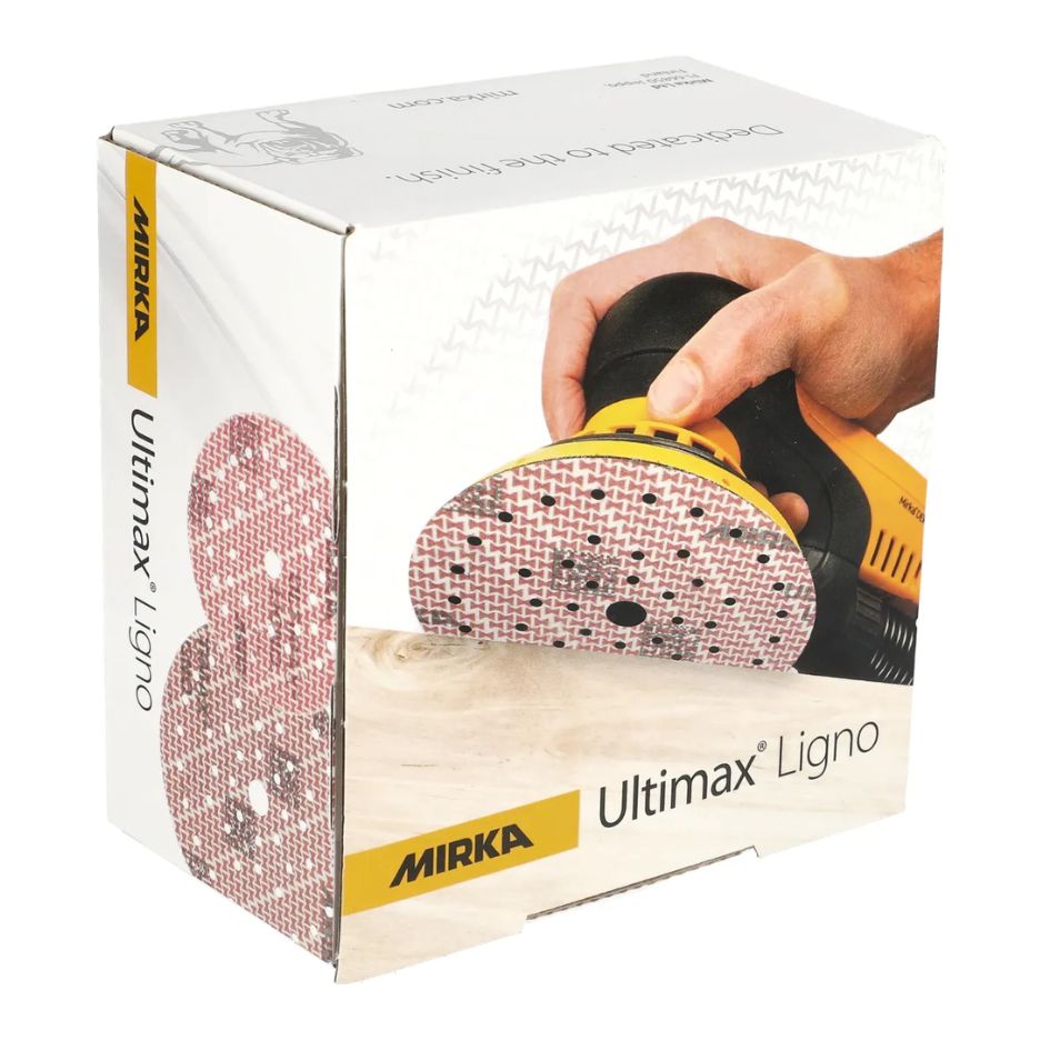 Mirka 5 Inch Ultimax Ligno Multifit Grip Discs' box
