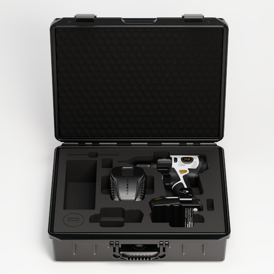 Robbox xDrill Smart Drill and battery in case