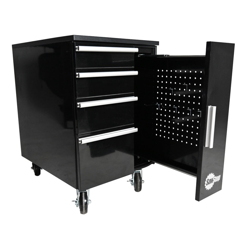 SawStop 18 Inch Under Table Cabinet TSA-UTC18 pegboard pullout open