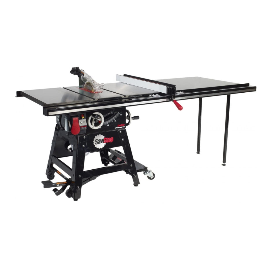 SawStop Contractor Saw and Mobile Base on saw with 52 inch fence