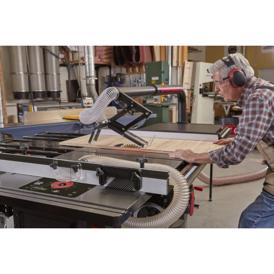 Man using saw with SawStop ICS with ICS In-Line Router Table installed