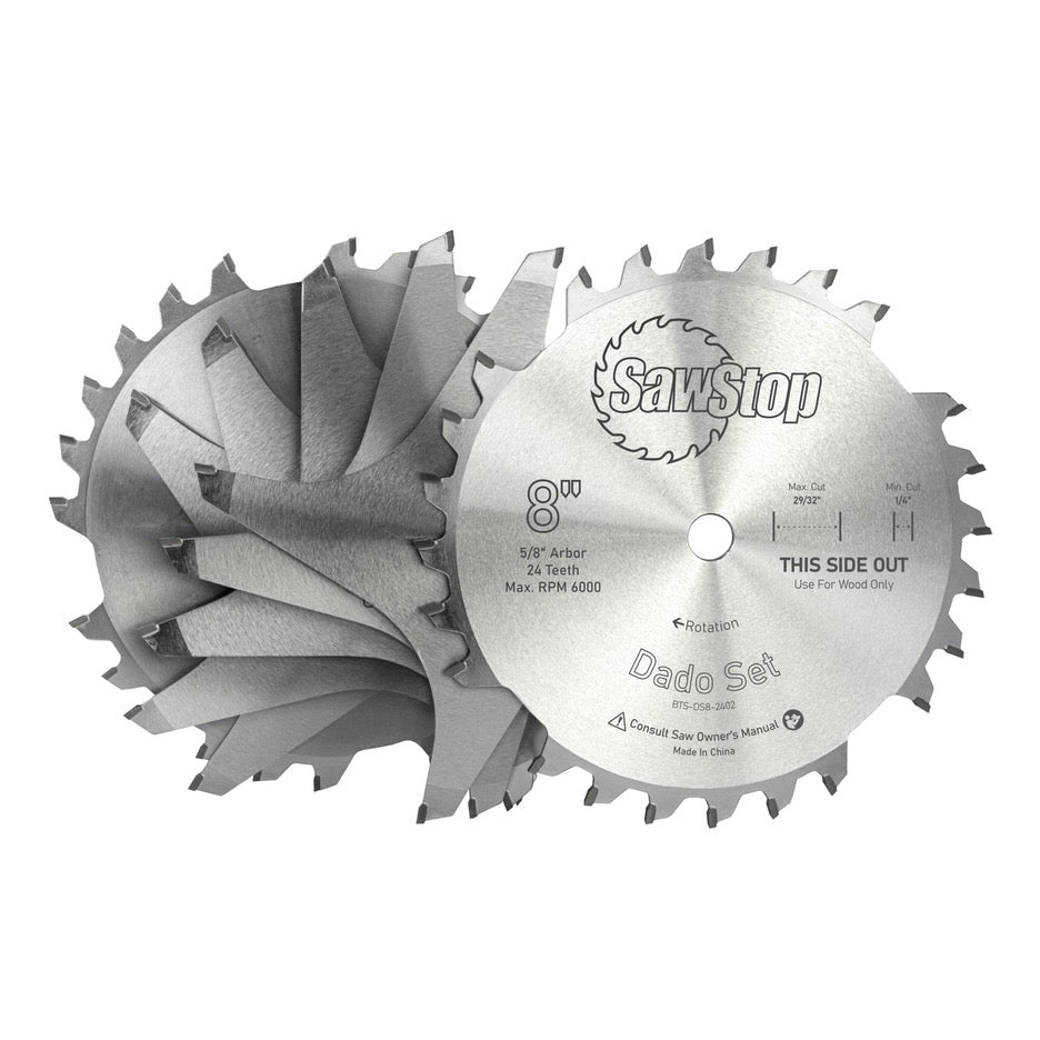 SawStop Premium Dado Blade Set 8 Inch x 24T with 5/8 inch Bore BTS-DS8-2402