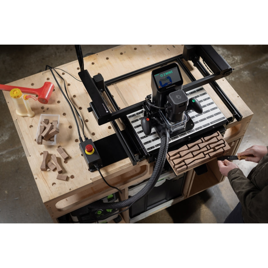 Upper view from Shaper Tools BenchPilot attached to Origin and Workstation