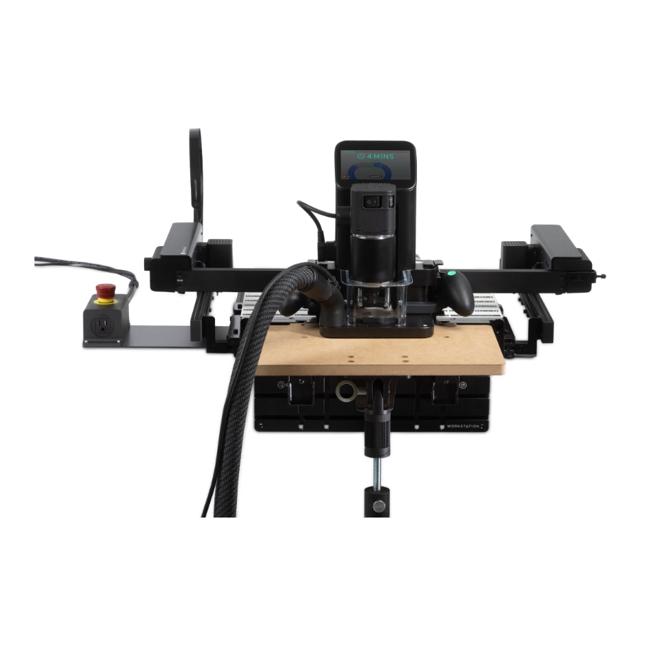 Back view of Shaper Tools BenchPilot with Origin, Workstation, and Shelf Upgrade Kit