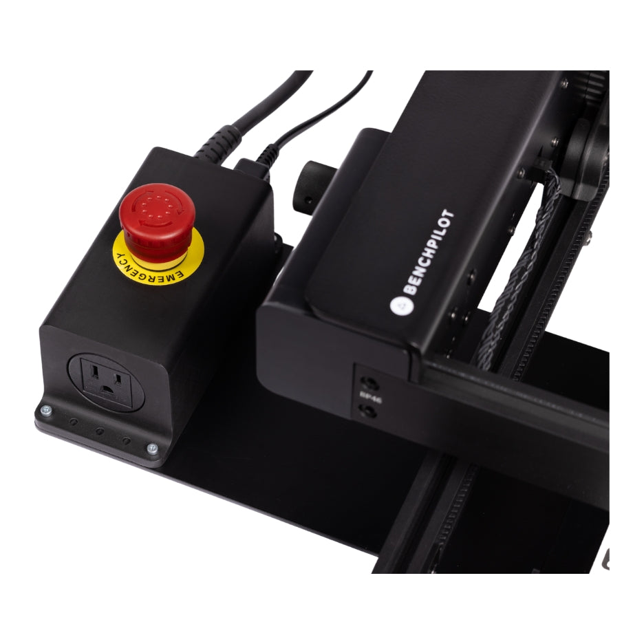 Close look at Shaper Tools BenchPilot emergency stop button