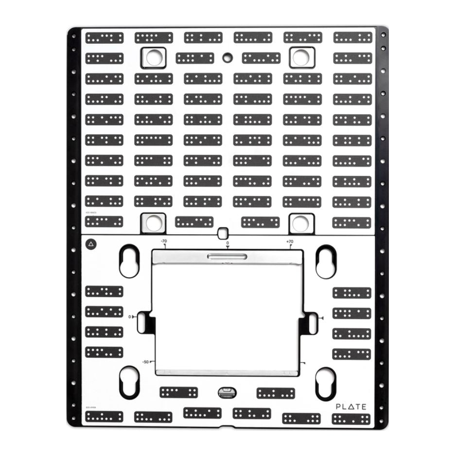 Top of Shaper Plate universal template with Shaper Tape pattern, fences, flag stops.