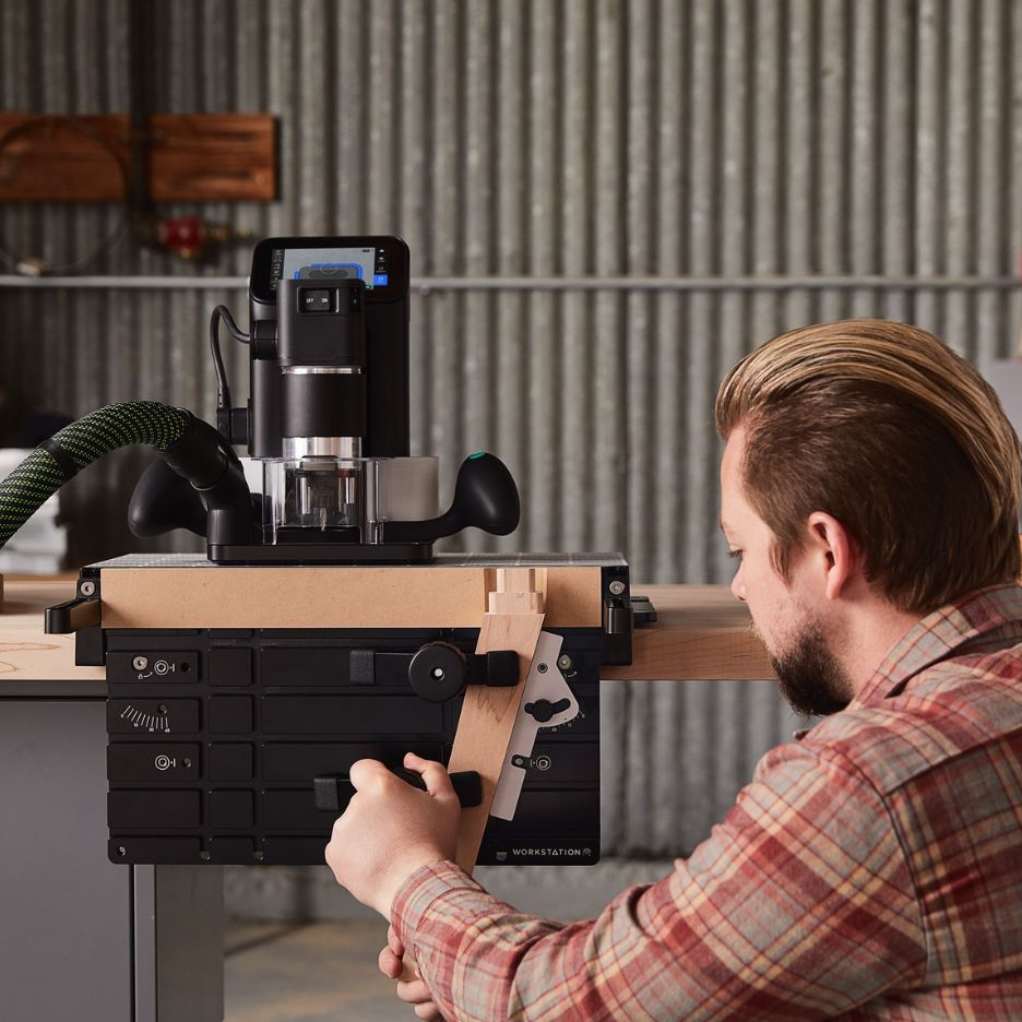 Man making stool parts using Origin and Workstation